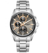 Lee Cooper Men's  Multifunction Watch Beige Dial With Silver Metal Band, LC08249.360